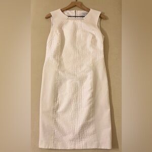 Carmen Marc Valvo Dress - Women's 8 White - Sheath Sleeveless Faux Crocodile